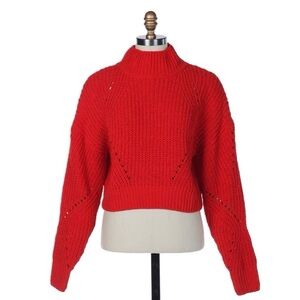 NWT! Double Zero Red Mock Neck Chenille Sweater - Size Small🥨